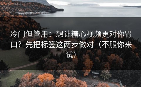 冷门但管用：想让糖心视频更对你胃口？先把标签这两步做对（不服你来试）