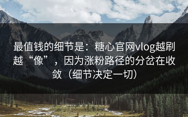 最值钱的细节是：糖心官网vlog越刷越“像”，因为涨粉路径的分岔在收敛（细节决定一切）