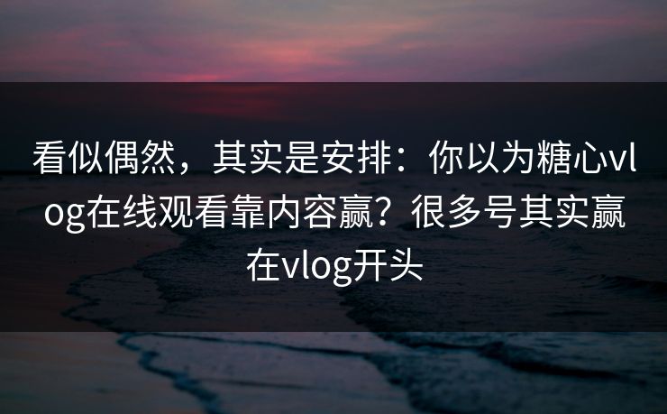 看似偶然，其实是安排：你以为糖心vlog在线观看靠内容赢？很多号其实赢在vlog开头